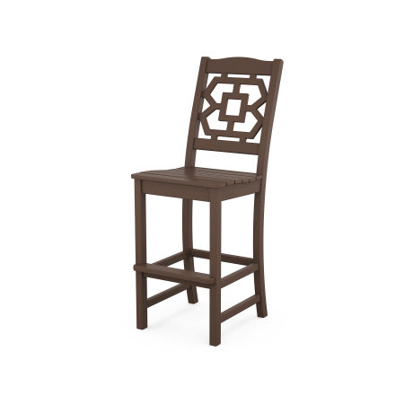 POLYWOOD Chinoiserie Bar Side Chair in Mahogany