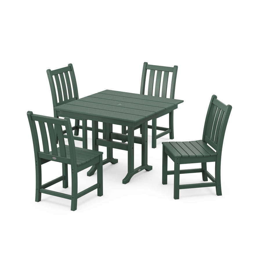 POLYWOOD Traditional Garden Side Chair 5-Piece Farmhouse Dining Set in Green