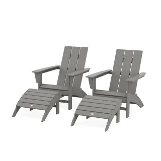 POLYWOOD Modern Adirondack Chair 4-Piece Set with Ottomans