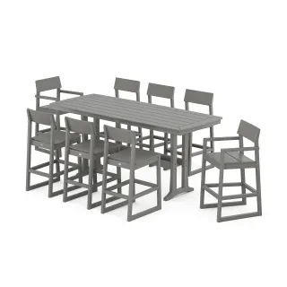 POLYWOOD EDGE 9-Piece Bar Set with Trestle Legs