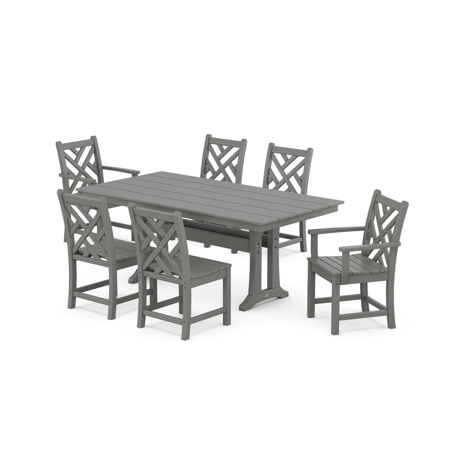 POLYWOOD Chippendale 7-Piece Farmhouse Trestle Dining Set