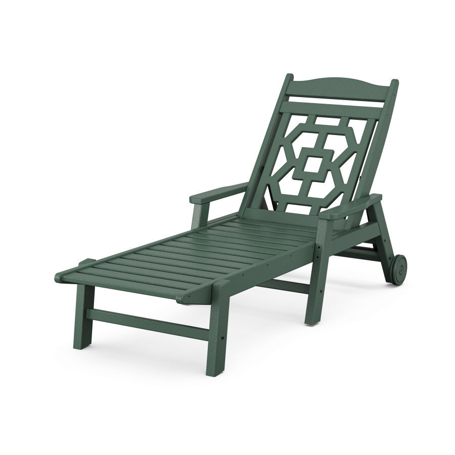 POLYWOOD Chinoiserie Chaise Lounge in Green