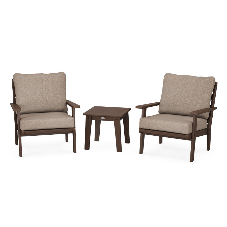 POLYWOOD Grant Park 3-Piece Deep Seating Set in Mahogany / Spiced Burlap