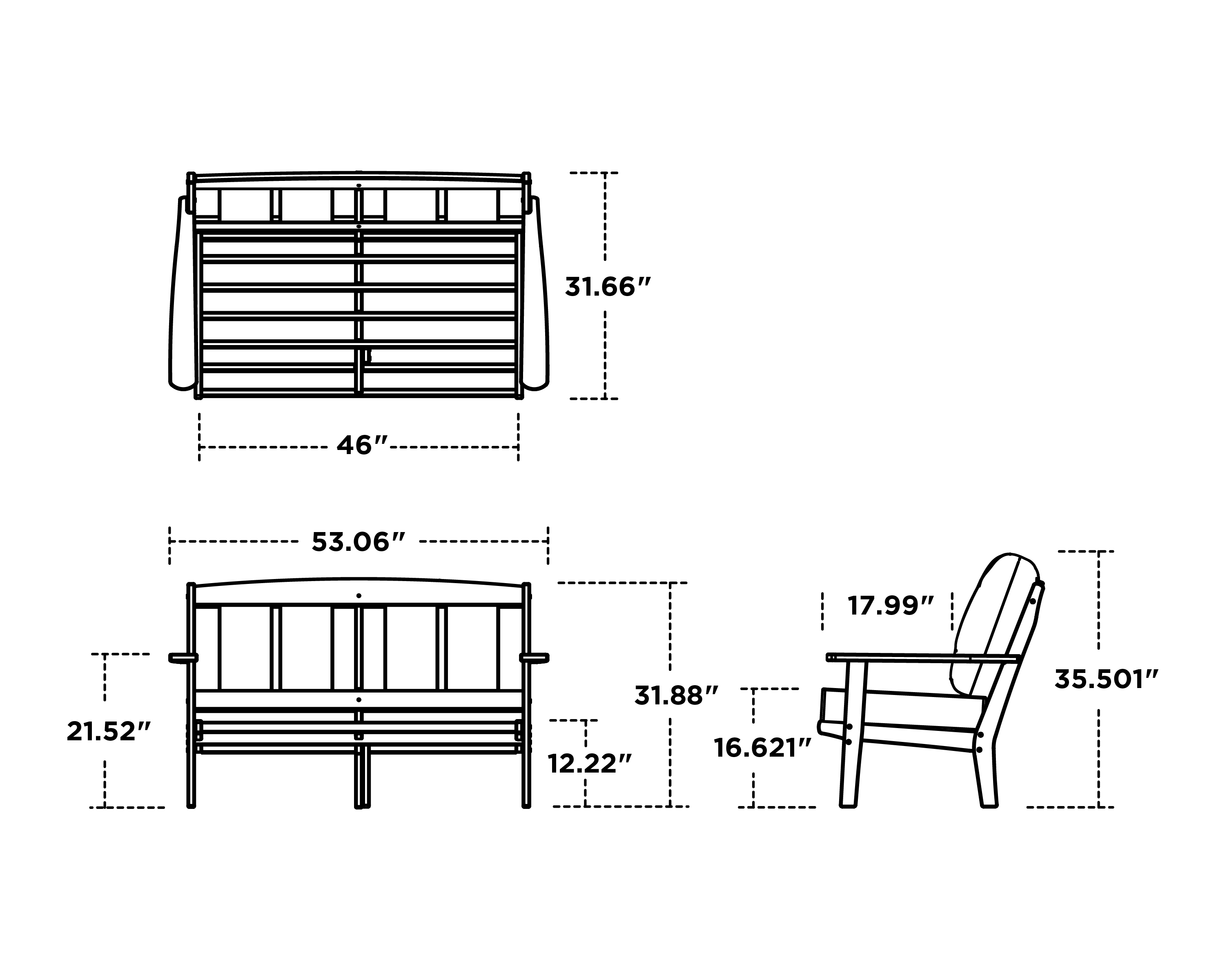 Dimensions for Mission Deep Seating Loveseat