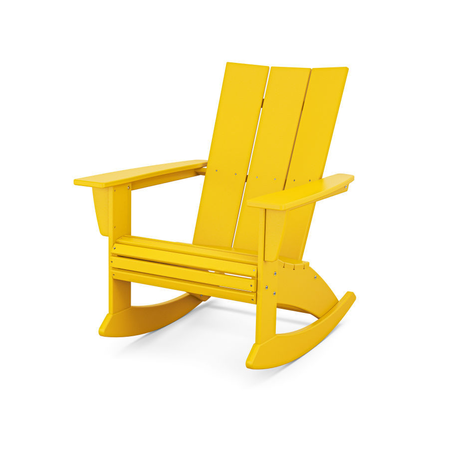 POLYWOOD Modern Curveback Adirondack Rocking Chair in Lemon