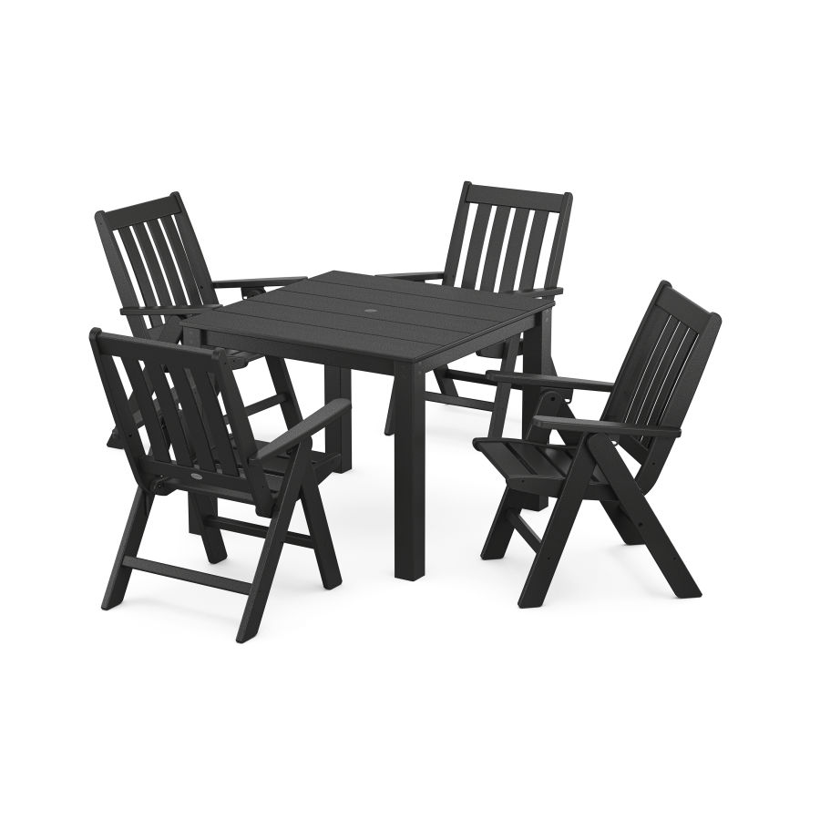 POLYWOOD Vineyard Folding Chair 5-Piece Parsons Dining Set in Black