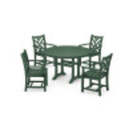 Chippendale 5-Piece Nautical Trestle Dining Arm Chair Set in Green
