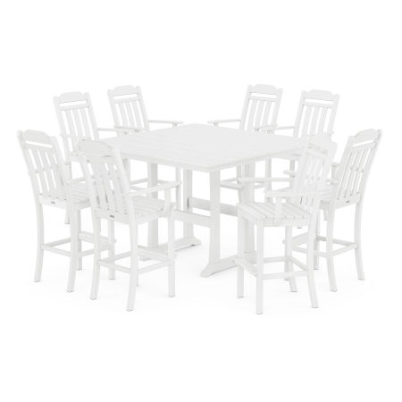 Country Living 9-Piece Farmhouse Bar Set with Trestle Legs in White