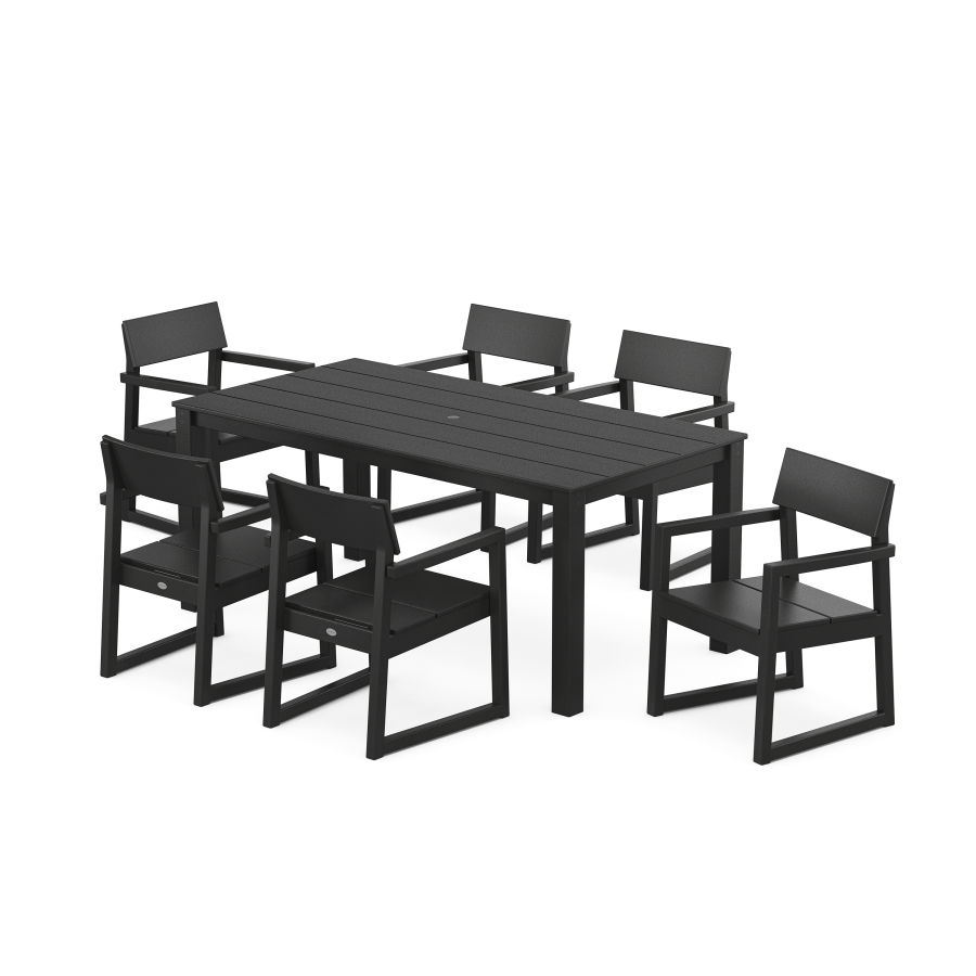 POLYWOOD EDGE Arm Chair 7-Piece Parsons Dining Set in Black