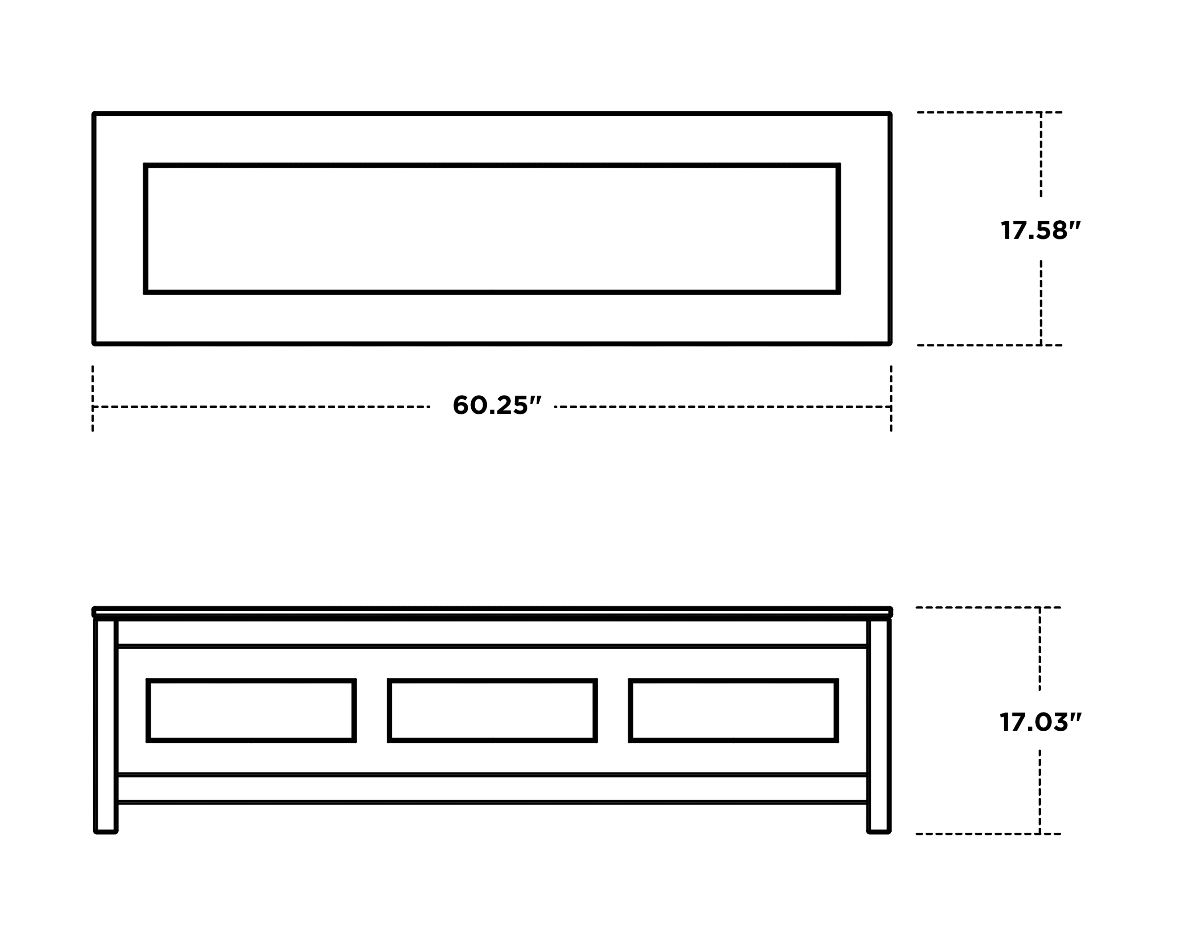 Dimensions for Country Living 60" Storage Bench