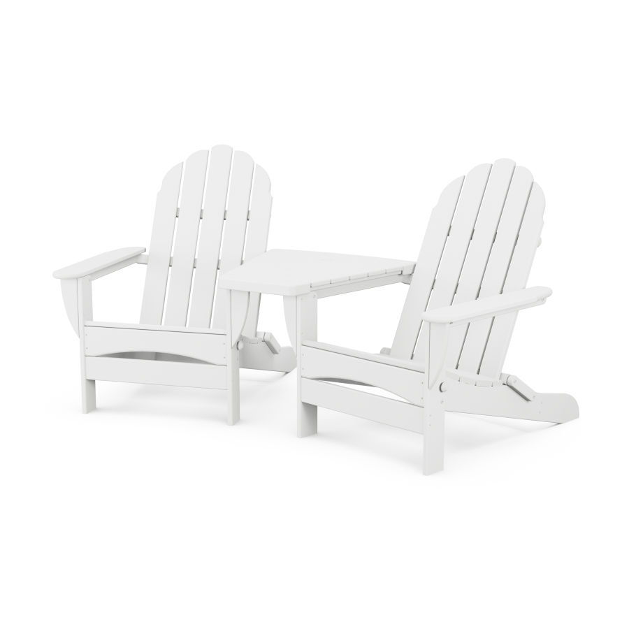 POLYWOOD Classic Oversized Adirondacks with Angled Connecting Table in White