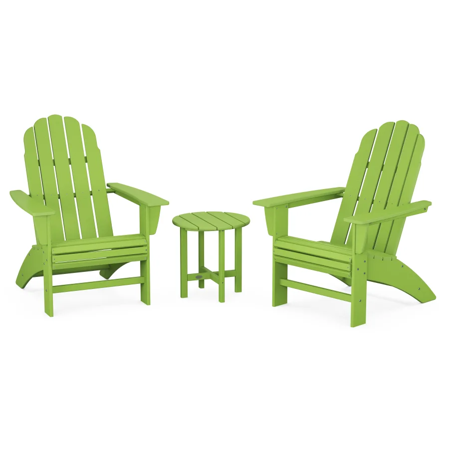 POLYWOOD Vineyard 3-Piece Curveback Adirondack Set in Lime