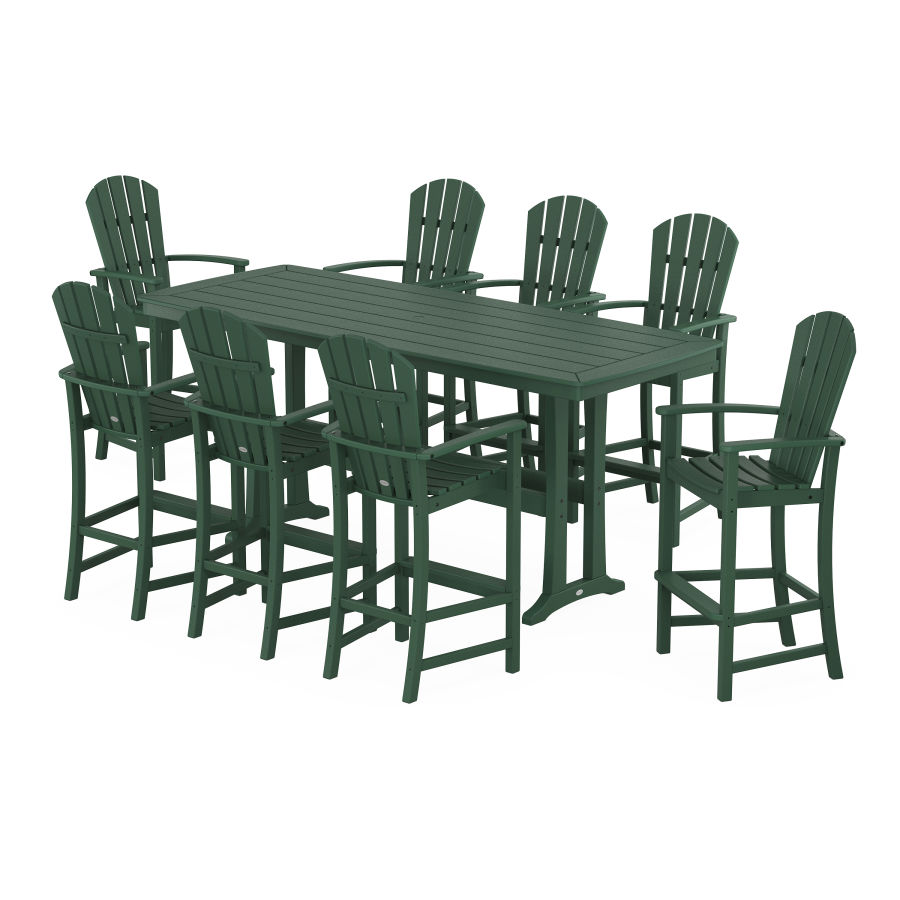 POLYWOOD Palm Coast 9-Piece Bar Set with Trestle Legs in Green