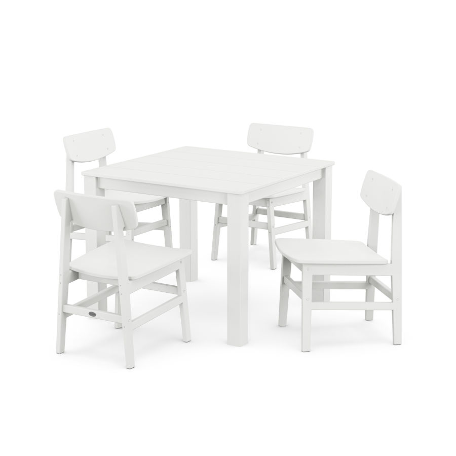 POLYWOOD Modern Studio Urban Chair 5-Piece Parsons Dining Set in White
