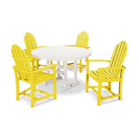 Classic Adirondack 5-Piece Round Farmhouse Dining Set in Lemon / White
