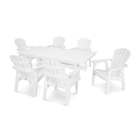 POLYWOOD 7 Piece Seashell Dining Set in White