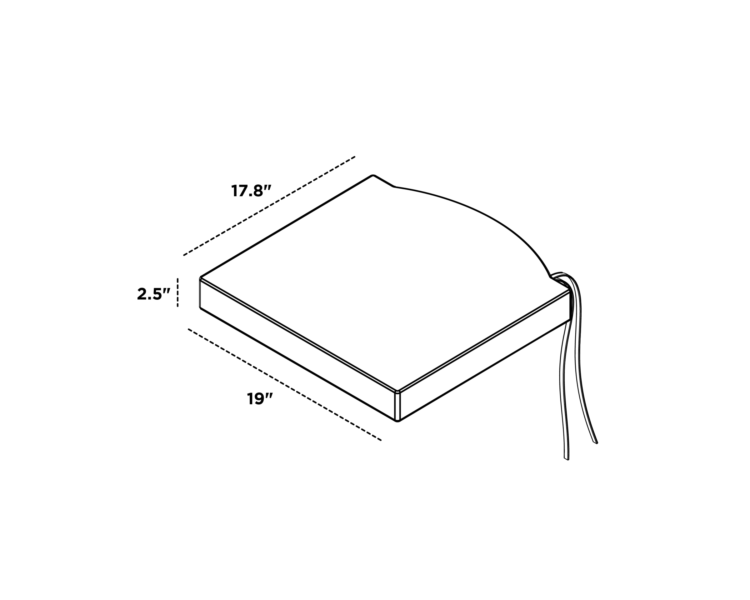 Dimensions for Seat Cushion - 17.80"D x 19"W x 2.5"H