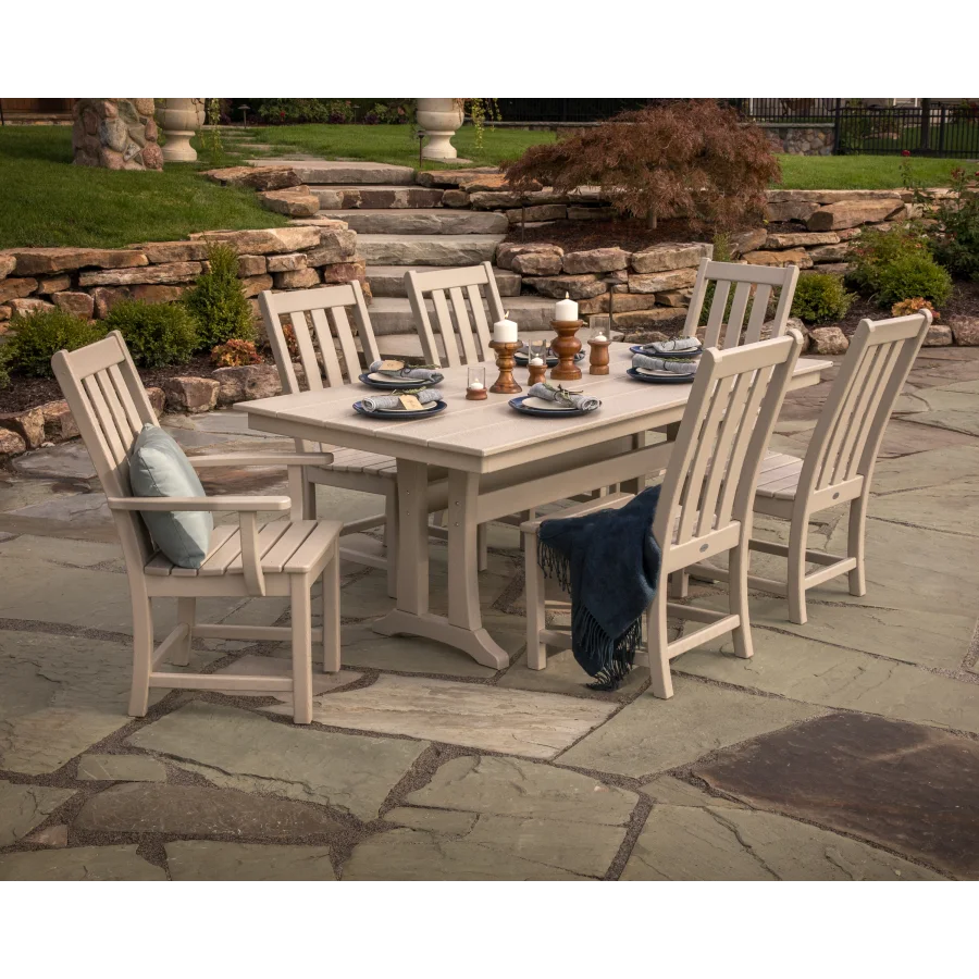 Vineyard 7-Piece Farmhouse Dining Set with Trestle Legs