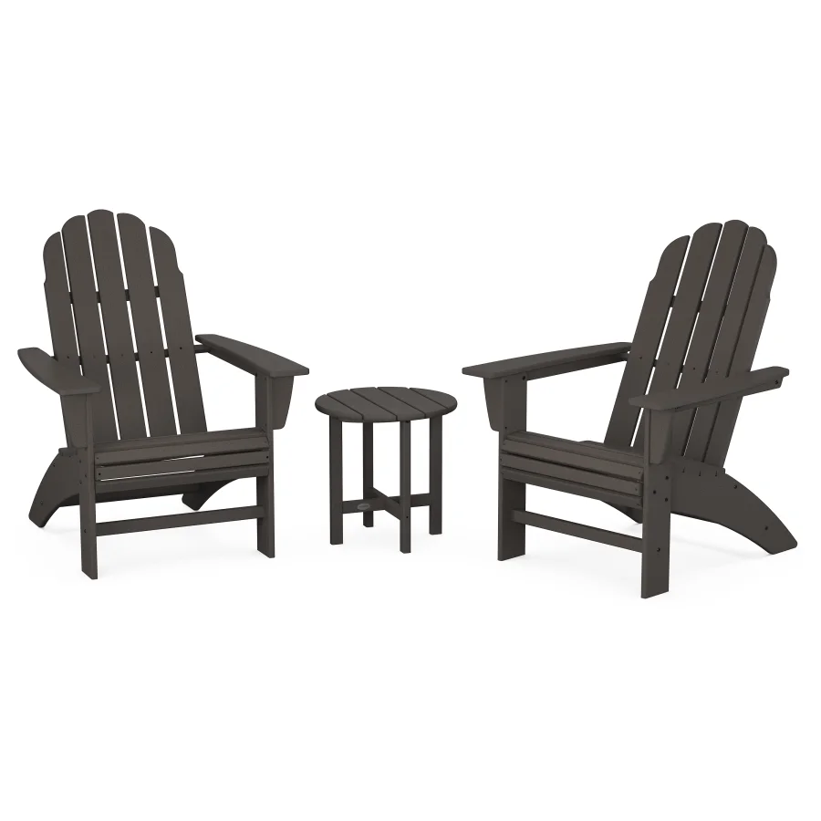 POLYWOOD Vineyard 3-Piece Curveback Adirondack Set in Vintage Finish