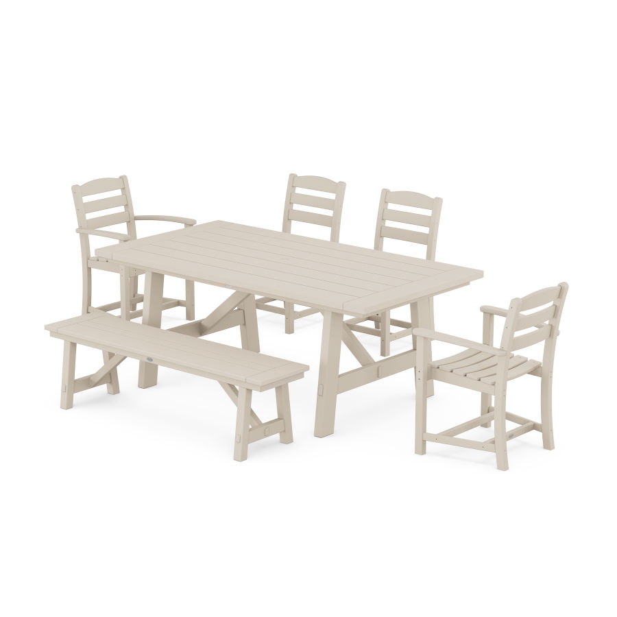 POLYWOOD La Casa Cafe 6-Piece Rustic Farmhouse Dining Set With Trestle Legs in Sand