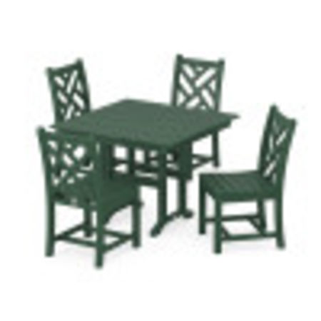 Chippendale Side Chair 5-Piece Farmhouse Dining Set in Green