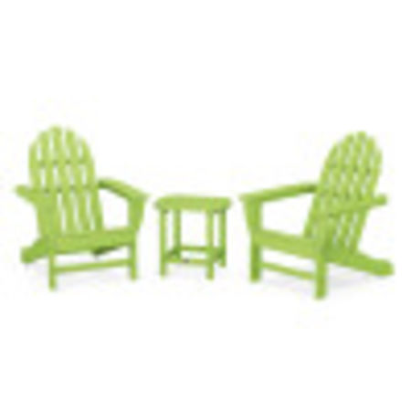 POLYWOOD Classic Adirondack 3-Piece Set with South Beach 18" Side Table in Lime