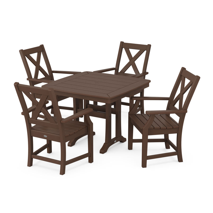 POLYWOOD Braxton 5-Piece Dining Set with Trestle Legs in Mahogany