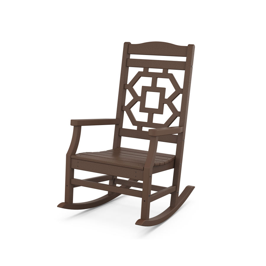 POLYWOOD Chinoiserie Rocking Chair in Mahogany