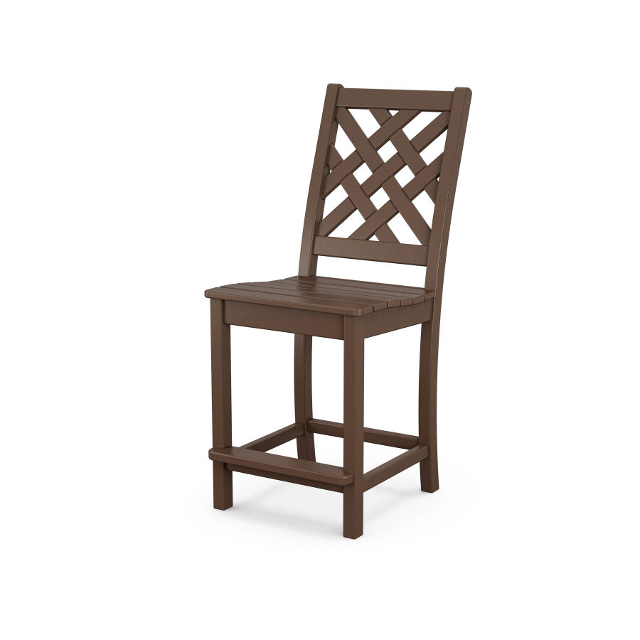 POLYWOOD Wovendale Counter Side Chair in Mahogany