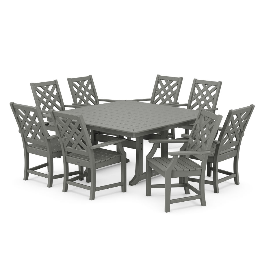 POLYWOOD Wovendale 9-Piece Square Dining Set with Trestle Legs