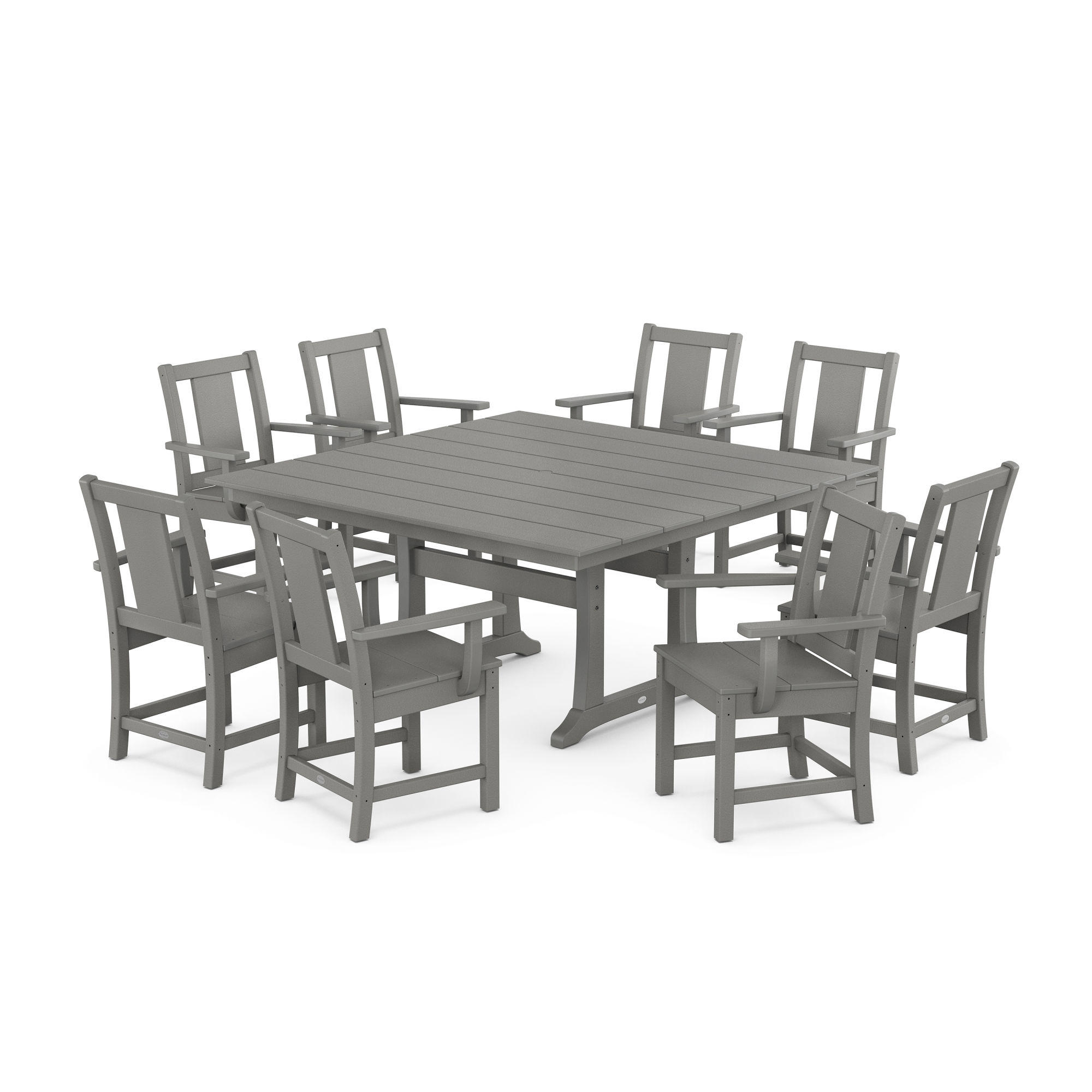 POLYWOOD Prairie 9 Piece Square Farmhouse Dining Set with Trestle
