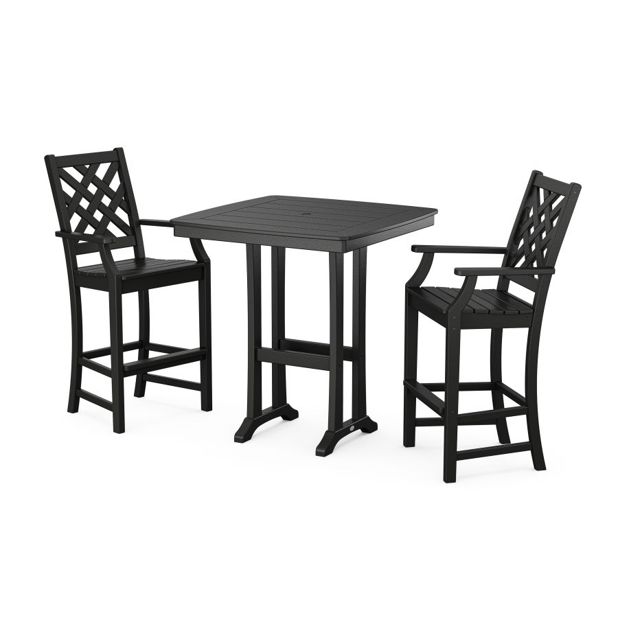 POLYWOOD Wovendale 3-Piece Bar Set in Black