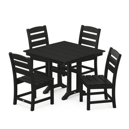 Lakeside 5-Piece Farmhouse Trestle Side Chair Dining Set in Black