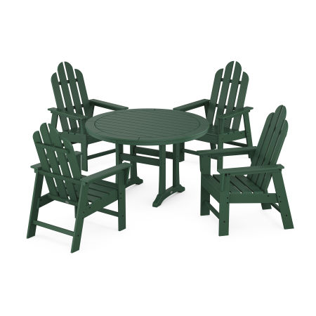 Long Island 5-Piece Round Dining Set with Trestle Legs in Green