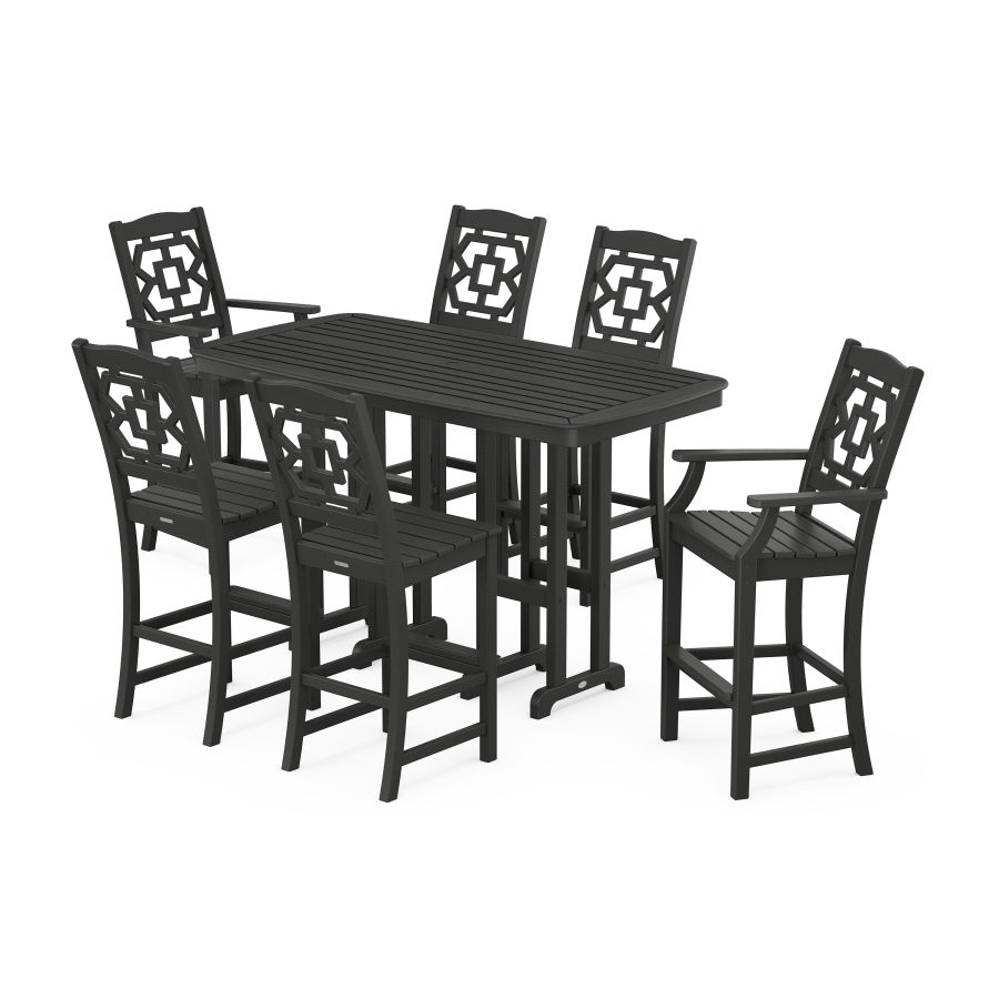POLYWOOD Chinoiserie 7-Piece Bar Set in Black