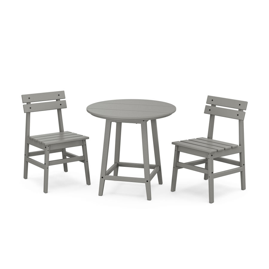 POLYWOOD Modern Studio Plaza Chair 3-Piece Round Bistro Dining Set in Slate Grey