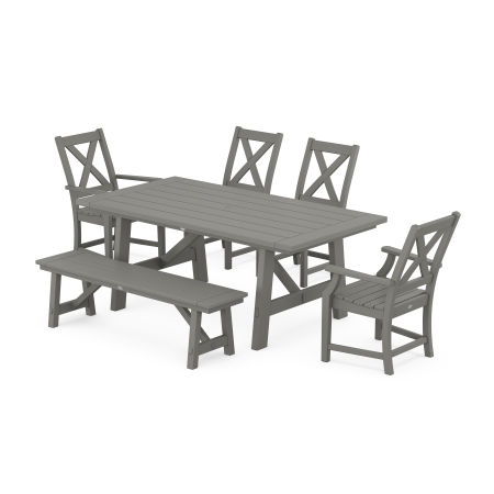POLYWOOD Braxton 6-Piece Rustic Farmhouse Dining Set With Trestle Legs
