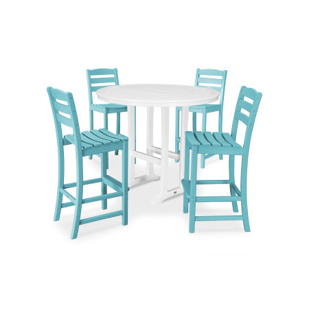 POLYWOOD La Casa Café 5 Piece Side Chair Bar Dining Set in Aruba