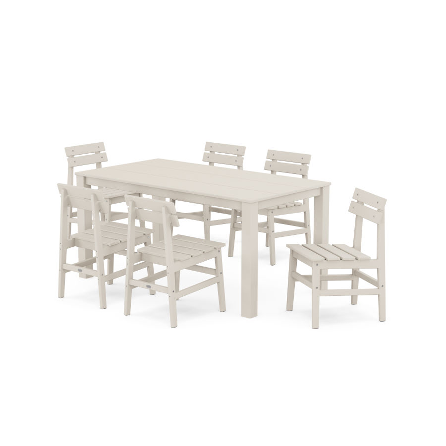 POLYWOOD Modern Studio Plaza Chair 7-Piece Parsons Table Dining Set in Sand
