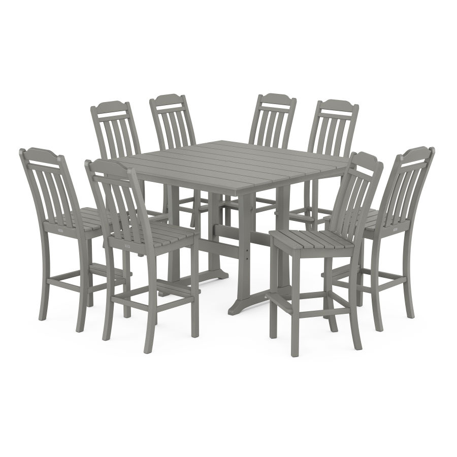 POLYWOOD Country Living 9-Piece Square Farmhouse Side Chair Bar Set with Trestle Legs