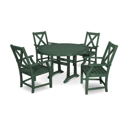 Braxton 5-Piece Nautical Trestle Arm Chair Dining Set in Green