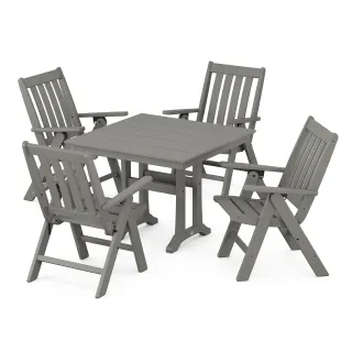 POLYWOOD Vineyard Folding 5-Piece Farmhouse Dining Set With Trestle Legs