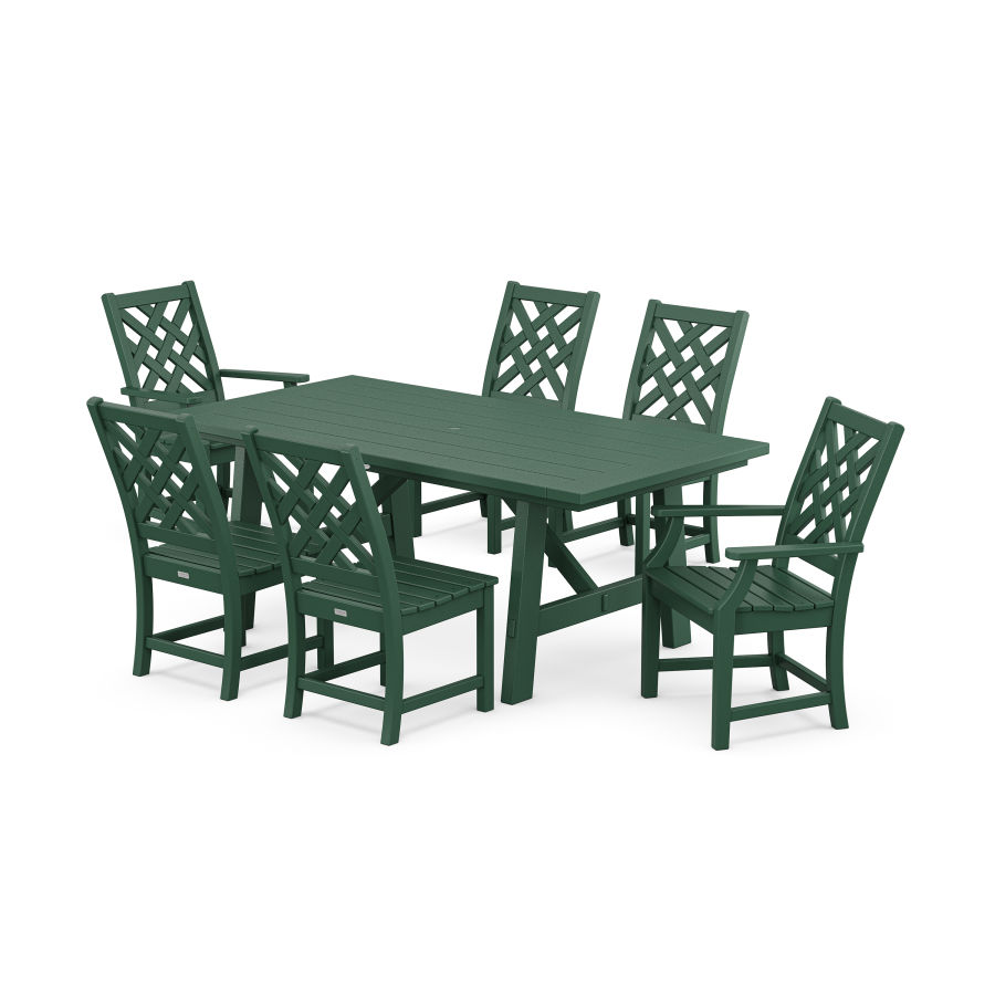 POLYWOOD Wovendale 7-Piece Rustic Farmhouse Dining Set in Green