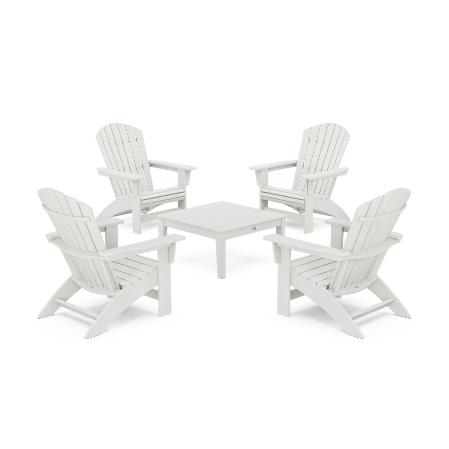 POLYWOOD 5-Piece Nautical Grand Adirondack Chair Conversation Group in Vintage White