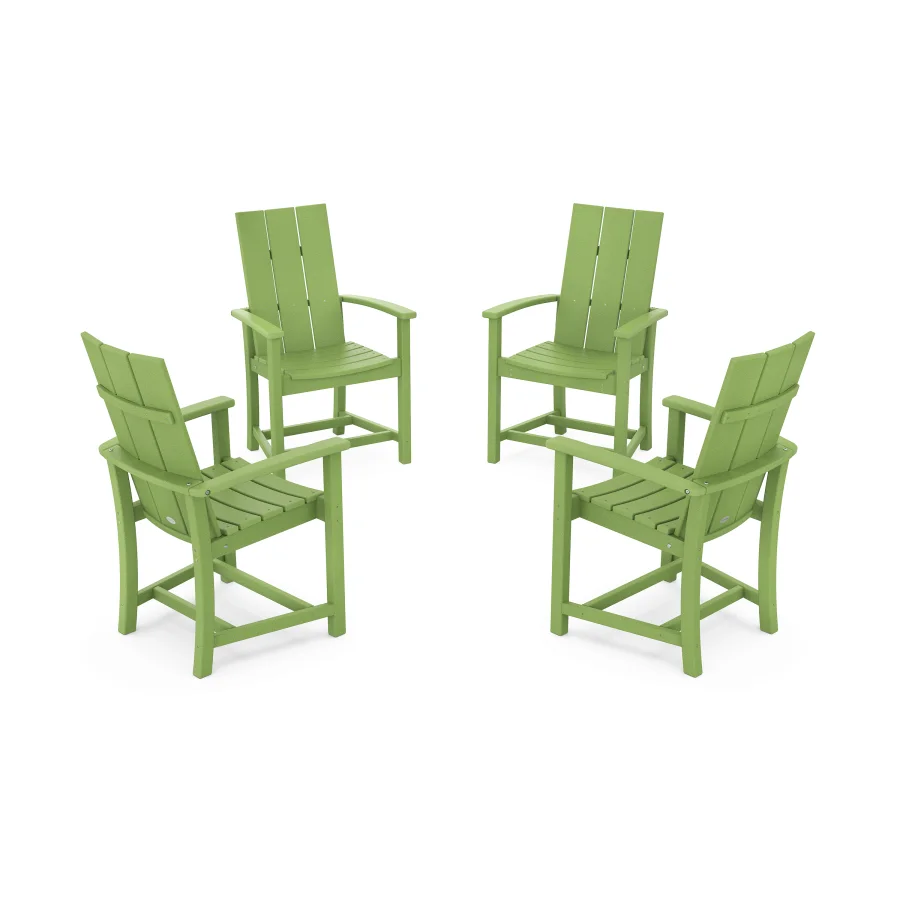 POLYWOOD Modern 4-Piece Upright Adirondack Conversation Set in Lime