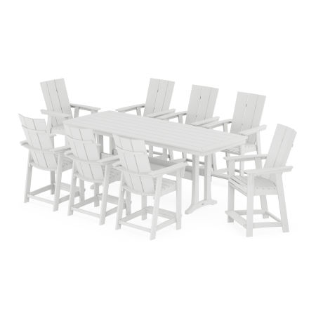 Modern Curveback Adirondack 9-Piece Counter Set with Trestle Legs in White