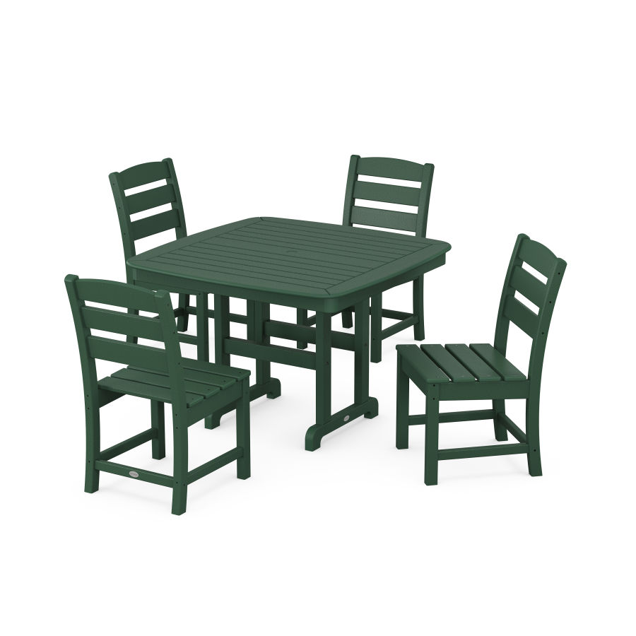 POLYWOOD Lakeside Side Chair 5-Piece Dining Set with Trestle Legs in Green