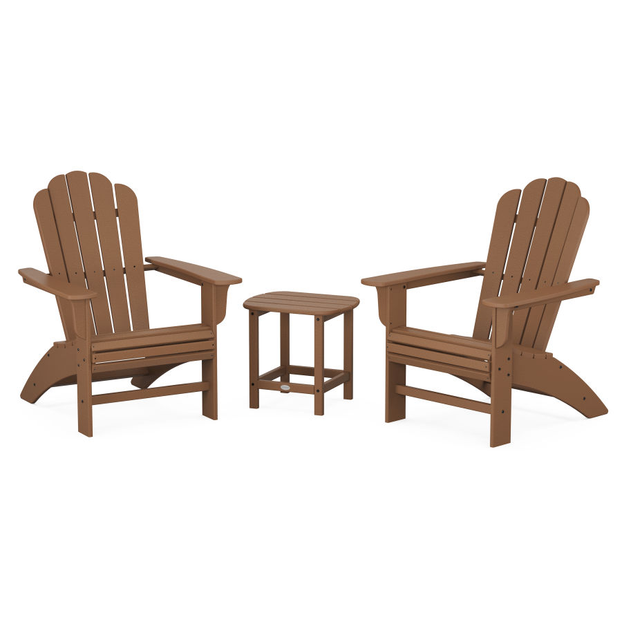POLYWOOD Country Living Curveback Adirondack Chair 3-Piece Set in Teak
