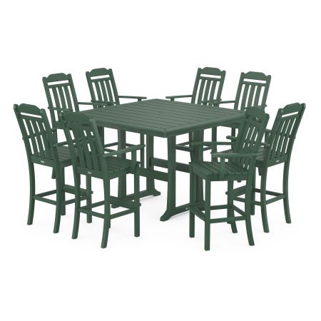 Country Living 9-Piece Bar Set with Trestle Legs in Green