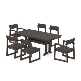 POLYWOOD EDGE 7-Piece Dining Set with Trestle Legs in Vintage Finish